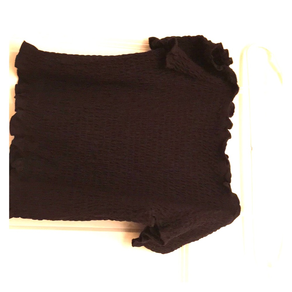 Smocked off the should Black Crop Top